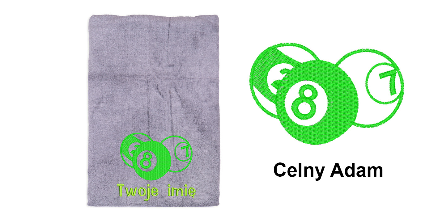 Ręcznik szybkoschnący z haftem dla bilardzisty